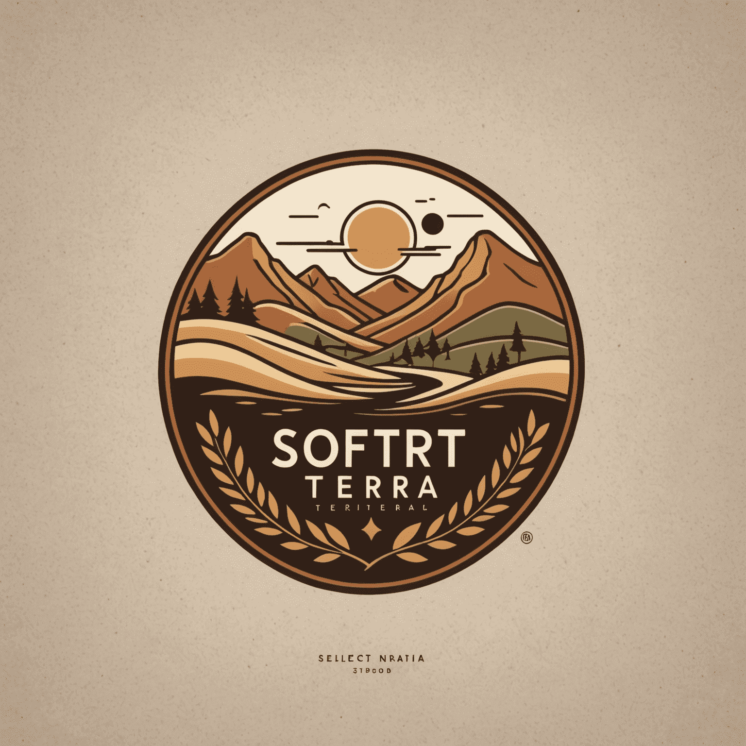 Logo de Soft_Terra con tonos terrosos y formas orgánicas