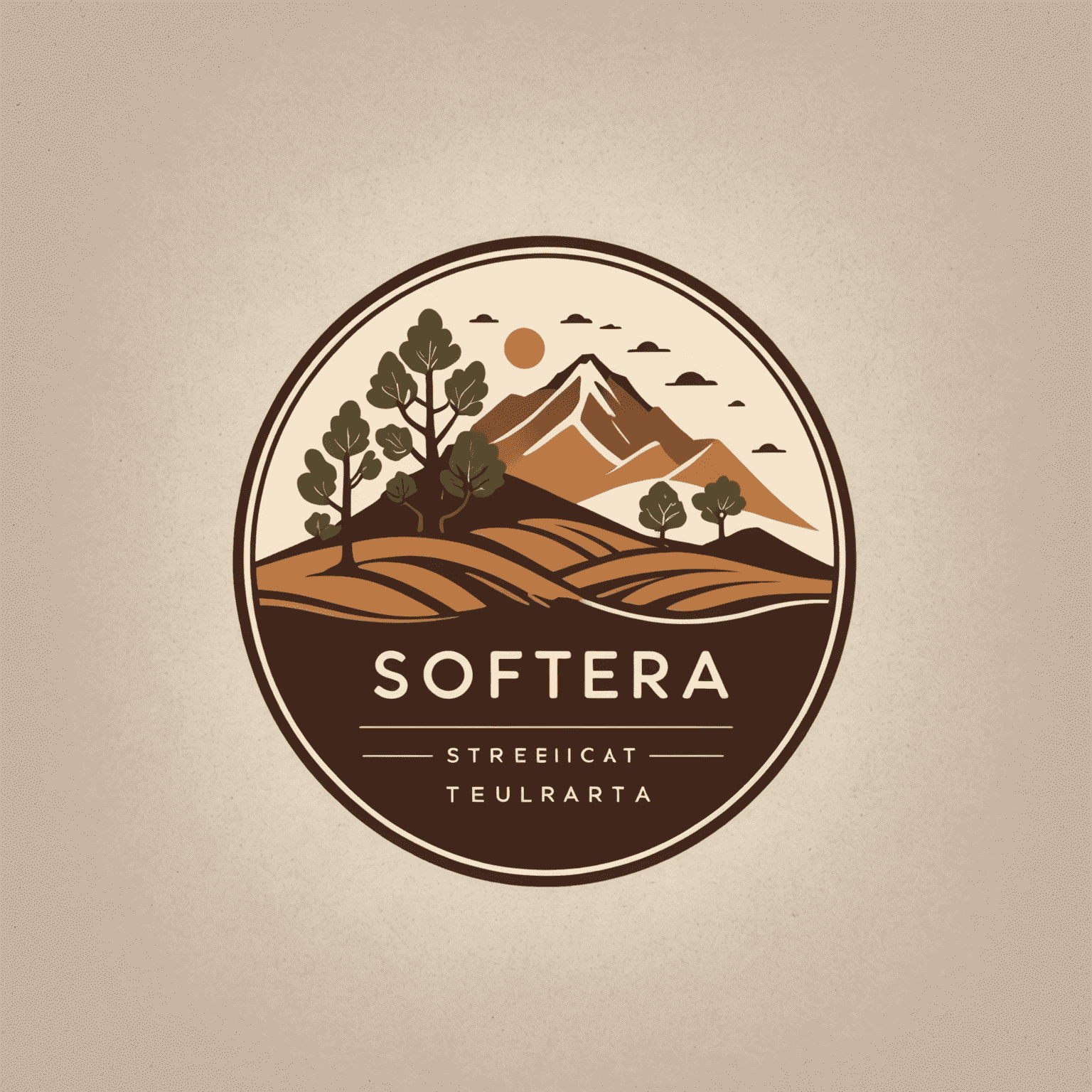 Logo de Soft_Terra con tonos terrosos y formas orgánicas
