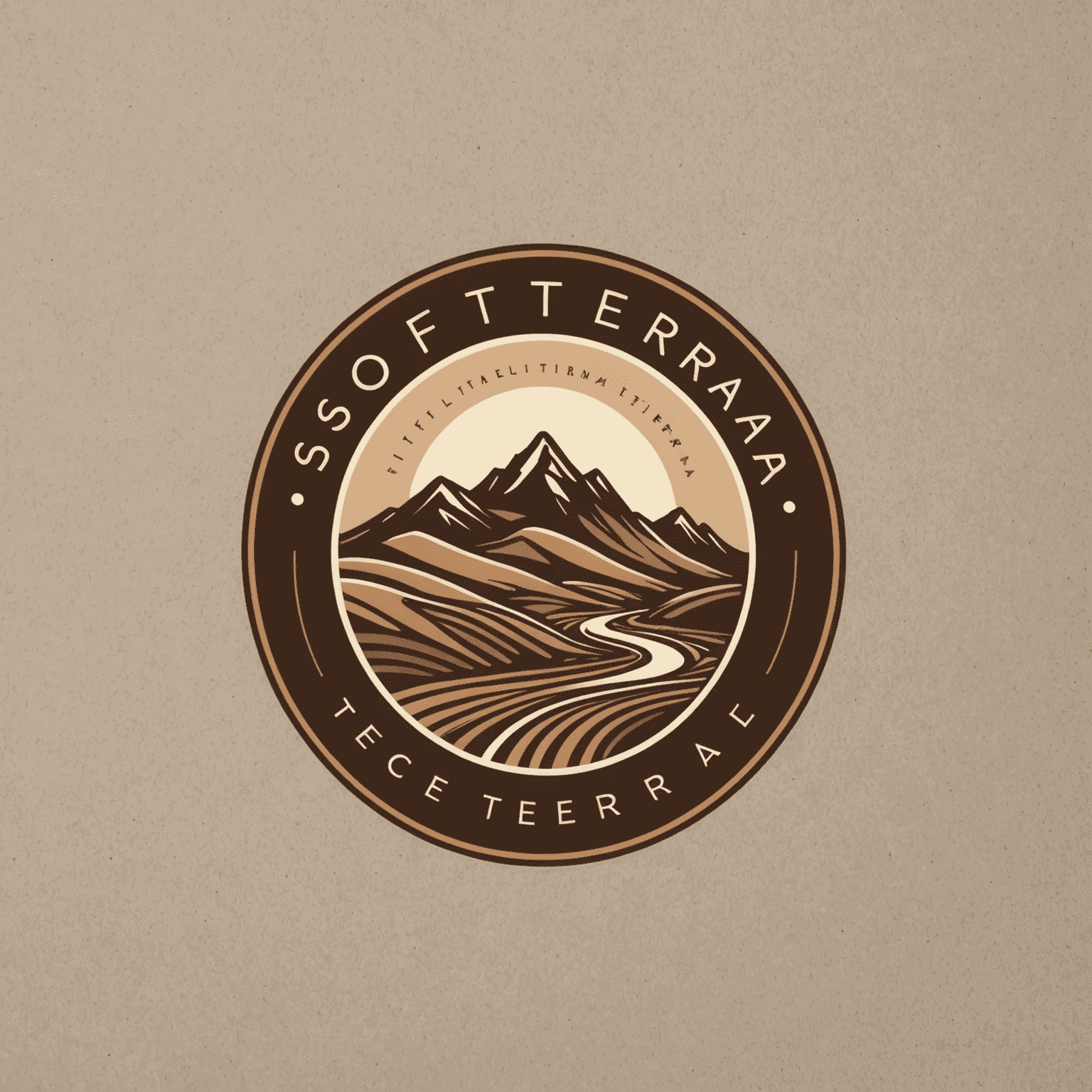 Logo de Soft_Terra con tonos terrosos y formas orgánicas