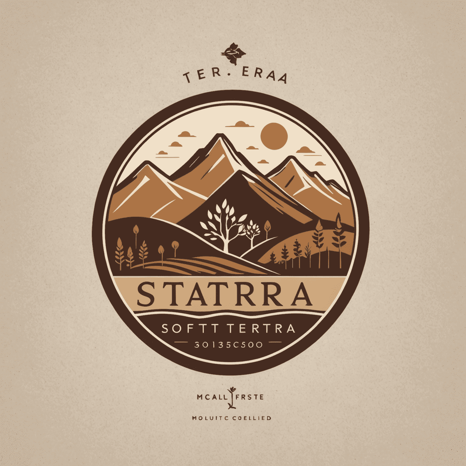 Logo de Soft_Terra con tonos terrosos y formas orgánicas