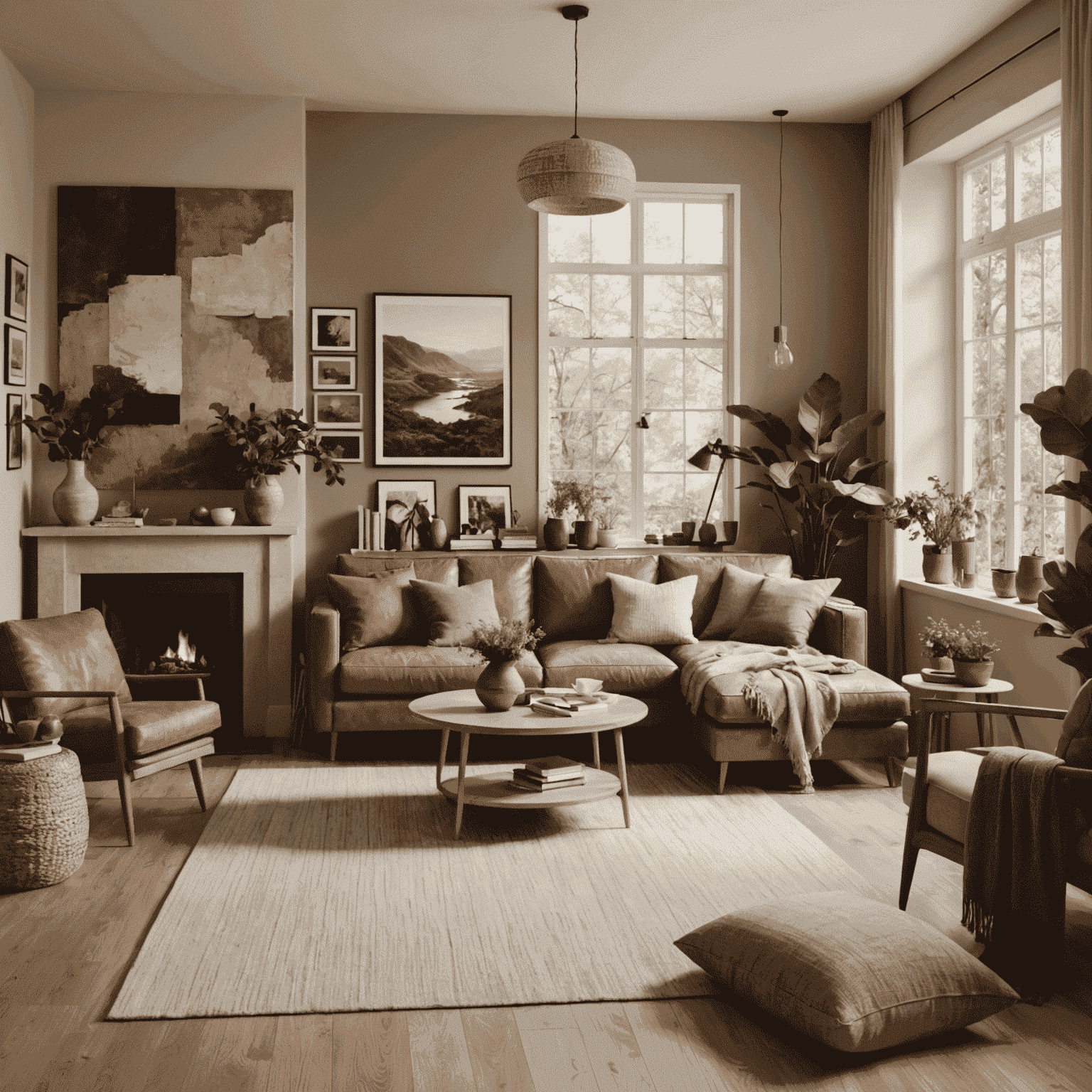 Collage de interiores con paletas de colores terrosos, mostrando diferentes ambientes y estilos